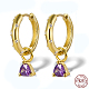 Real 18K Gold Plated 925 Sterling Silver Rhinestone Dangle Hoop Earrings XU8813-2-1