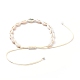 Регулируемые плетеные ожерелья из бусин и ракушек каури с принтом NJEW-JN02790-01-2