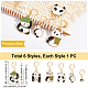 Nbeads 6 pièces 6 style panda et feuille de bambou alliage émail balancent boucles d'oreilles à levier pour les femmes HJEW-NB0001-37-7