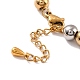 Placage sous vide bicolore 201 bracelet en perles rondes en acier inoxydable pour femme STAS-D179-02GP-3