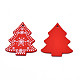 クリスマスのテーマ スプレー塗装の木製ペンダント  片面プリント  雪片とクリスマスツリー  レッド  50x43x2.5mm  穴：2mm WOOD-N005-52B-2