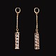 Column Brass Rhinestone Leverback Earrings EJEW-M046-17-2