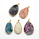 Plated Natural Drusy Agate Teardrop Pendants G-R275-15-1