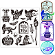 GLOBLELAND Happy Halloween Silhouette Clear Stamps for DIY Scrapbooking Ghost Witch Silicone Clear Stamp Seals 5.9x5.9inch Transparent Stamps for Cards Making Photo Album Journal Home Decoration DIY-WH0372-0015-1