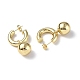 Brass Ring with Ball Dangle Stud Earrings EJEW-P214-07G-2