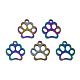 CHGCRAFT 15pcs Stainless Steel Dog Paw Prints Charms Colorful Pet Charm for DIY Necklace Bracelet Jewelry Making STAS-CA0001-01-3