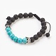 Natural Lava Rock & Synthetic Turquoise Braided Bead Bracelets BJEW-JB03826-04-1