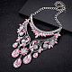 Fashion Women Jewelry Zinc Alloy Glass Rhinestone Flower Bib Statement Choker Collar Necklaces NJEW-BB15083-B-6