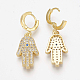 Brass Micro Pave Cubic Zirconia Dangle Earrings EJEW-S201-18G-2