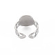 304 ovale en acier inoxydable avec anneau de manchette grand ouvert humain pour femme RJEW-S405-164P-2