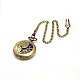 Steampunk Jewelry Alloy Flat Round Pendant Mechanical Pocket Watches WACH-M035-03AB-1