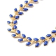 Enamel Ear of Wheat Link Chains Bracelet BJEW-P271-02G-06-2