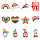 Decoraciones colgantes de madera con tema de arcoíris del orgullo WOOD-WH0037-002-1