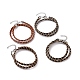 Cuir de vachette corde torsadée tressée deux boucles bracelet wrap avec fermoirs en laiton pour les femmes BJEW-JB09111-1