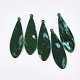 セルロースアセテート（樹脂）ビッグペンダント  ティアドロップ  濃い緑  51x16x2.5mm  穴：1.4mm KY-S158-60D-1