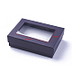 矩形バレンタインデーパッケージ厚紙のアクセサリーセットのボックスを表示します  ネックレス用  ピアスと指輪  ブラック  9x6.5x2.8cm X-CBOX-S001-90x65mm-02-2