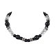 Halskette mit runden Perlen aus Naturholz und Glas NJEW-JN04477-1