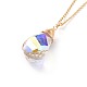 AB Color Half Electroplated Glass Pendant Necklaces NJEW-JN02517-3