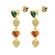 Cubic Zirconia Heart Dangle Stud Earrings EJEW-D069-01G-2
