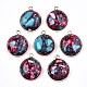 Flat Round Assembled Synthetic Turquoise and Natural Regalite/Imperial Jasper Pendants G-N330-21A-02-1