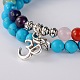 Trendy Synthetic Turquoise(Dyed) Beads Stretch 2-Loops Bracelets BJEW-JB01728-02-2
