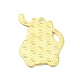 ハロウィンテーマアロイエナメルペンダント  ライトゴールド  猫のチャーム  カボチャ模様  28x24x1.5mm  穴：2.2mm X-ENAM-I053-B03-2