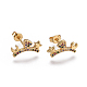 Brass Micro Pave Cubic Zirconia Stud Earrings X-EJEW-F201-16G-1