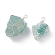 3pcs 3 styles quartz rose naturel brut et cristal de quartz et gros pendentifs en aventurine verte PALLOY-JF01391-2