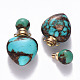 Heart Assembled Natural Bronzite and Synthetic Turquoise Openable Perfume Bottle Pendants G-R484-01B-3