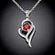 Silver Plated Brass Cubic Zirconia Heart Pendant Necklaces For Women NJEW-BB06041-A-2