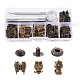 18 Sets Butterfly & Owl & Bear Brass Leather Snap Buttons Fastener Kits SNAP-YW0001-08AB-1