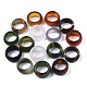 天然瑪瑙指輪  ワイドバンドリング  染め  ミックスカラー  内径：17~20mm G-N0326-035-1