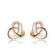 Real Rose Gold Plated Fashion Eco-Friendly Alloy Three Ring Enamel Ear Studs EJEW-AA00052-RG-1