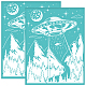 OLYCRAFT 2Pcs 8.6x11 Inch Spaceship Self-Adhesive Silk Screen Printing Stencil UFO Alien Silk Screen Stencil Mountain Forest Reusable Mesh Stencils Transfer for DIY T-Shirt Fabric Painting DIY-WH0338-185-1