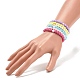 6 pz 6 colori piatto rotondo con braccialetti elastici con perline acriliche a cuore per bambini BJEW-JB08063-3