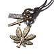 Adjustable Men's Zinc Alloy Pendant and Leather Cord Lariat Necklaces NJEW-BB16012-A-3