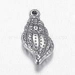 304 Stainless Steel Pendants, Conch, Stainless Steel Color, 18.5x8.5x3.5mm, Hole: 1mm