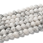 1 brin ronds blancs perles howlite naturelle brins, 8mm, Trou: 1mm, Environ 24 pcs/chapelet, 7.6 pouce