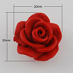 Abalorios de cinabrio, flor, rojo, 20x20x12mm, agujero: 2 mm