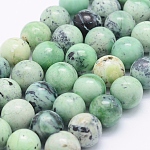 Brins de perles de jaspe d'herbe verte naturelle, ronde, 9.5mm, Trou: 1mm, Environ 42 pcs/chapelet, 15.55 pouce (39.5 cm)