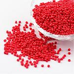 12/0 1.5~2mm perlas de semillas de vidrio de pintura para hornear perlas espaciadoras sueltas, rojo, agujero: 0.5~1 mm, aproximamente 2890 unidades / 50 g