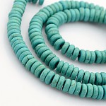 Chapelets de perles en turquoise synthétique, teinte, perles heishi, Plat rond / disque, turquoise, 6x2.5mm, Trou: 1mm, Environ 168 pcs/chapelet, 16.5 pouce