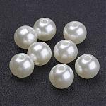 10 mm ronde imité perles acryliques de perles, blanc crème, 10mm, Trou: 2mm
