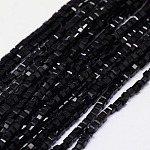 Glass Beads Strands, Faceted, Cube, Black, 2x2x2mm, Hole: 1mm, about 198pcs/strand, 16.3 inch