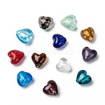 Manuell Silber Folie-Glas Perlen, zum Muttertagsgeschenk machen, Herz, Mischfarbe, 12x12x8 mm, Bohrung: 1~2 mm