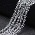 Chapelets de perles en verre, facette, rondelle, clair, 4x3mm, Trou: 0.4mm, Environ 123~127 pcs/chapelet, 16.5~16.9 pouce (42~43 cm)