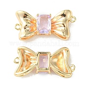 Brass Pave Cubic Zirconia Connector Charms KK-L208-01G-05