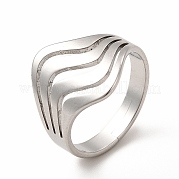 304 Stainless Steel Wave Adjustable Ring for Women RJEW-B027-05P