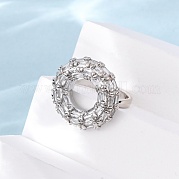Латунные микро проложить манжеты кольца кубического циркония RJEW-D323-02P