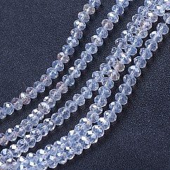 FilI di perline in vetro placcato, ab colore placcato, sfaccettato, rondelle, chiaro ab, 6x5mm, Foro: 1 mm, circa 80~85pcs/filo, 38~40cm
